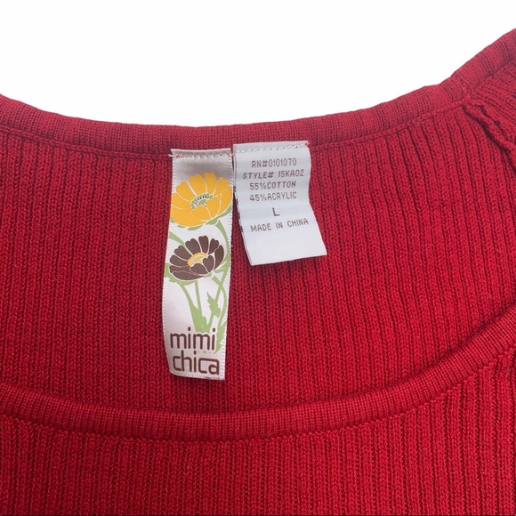Mimi Chica Crochet Sweater Red SZ L - Picture 2 of 7